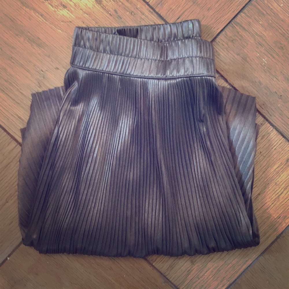Shiny high waist copper metallic skirt